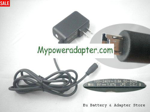 DELTA EADP-15ZB Power AC Adapter 9V 1.67A 15W DELTA9V1.67A15W-HTC-US-B
