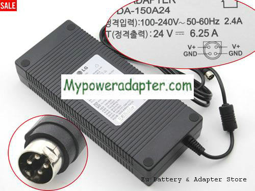 New Genuine Ac Adapter 24V 6.25A for LG DA-150A24 HU10182-11069A Power Supply 4Pin