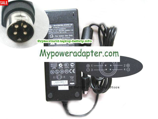 LI SHIN 0219B1875 Power AC Adapter 18V 4.17A 75W LS18V4.17A75W-4PIN