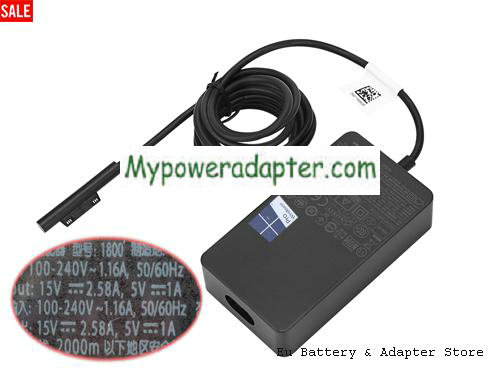 Genuine Microsoft Surface Pro 5 1800 Tablet Adapter 15V 2.58A 44W USB Adapter