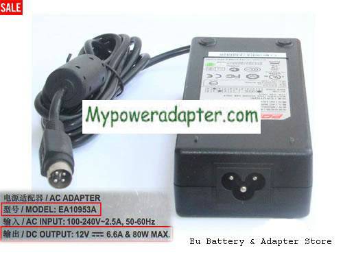 Genuine Posiflex EA10953A Ac adapter 12v 6.6A 80W Power Supply 4 Pin