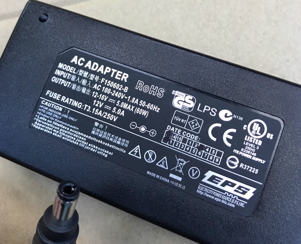 *Brand NEW*EPS F150602-B 12V5A（60W）AC Adapter Power Supply