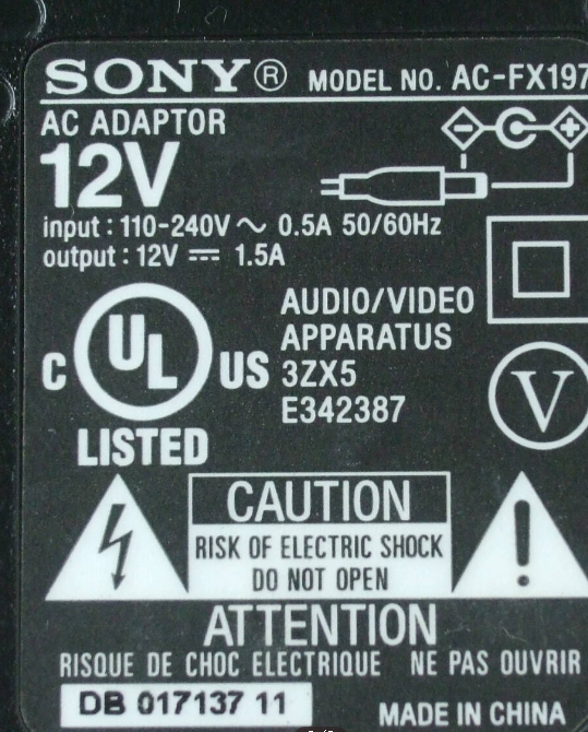 *Brand NEW*12V 1.5A AC/DC Adapter SONY AC-FX197 / AC-FX-198 BDP-SX910 BDP-Z1 Power Supp