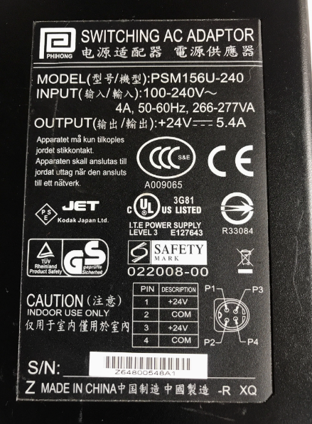 *Brand NEW*PHIHONG PSM156U-240 24V 5.4A AC/DC ADAPTER Power Supply - Click Image to Close