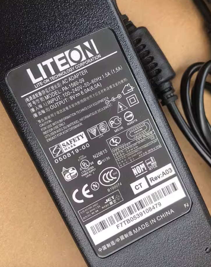 *Brand NEW*LITEON PA-1560-09 9V 6.0A AC/DC Adapter Power Supply