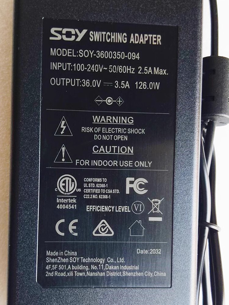 *Brand NEW*36V 3.5A AC ADAPTER Borti BT-WRD-3000 SOY SOY-3600350-094 Power Supply
