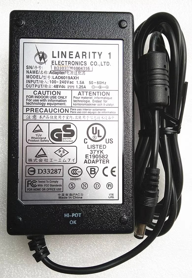 *Brand NEW* LINEARITY 1 LAD6019AXH 48Vdc 1.25A AC ADAPTER Power Supply