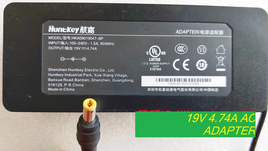 *Brand NEW*Huntkey 19V 4.74A AC ADAPTER HKA09019047-6P Power Supply