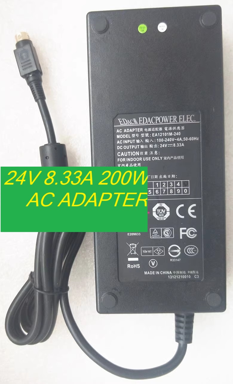 *Brand NEW*EA12101M-240 FTB-500-QTR EDAC 24V 8.33A 200W AC ADAPTER Power Supply