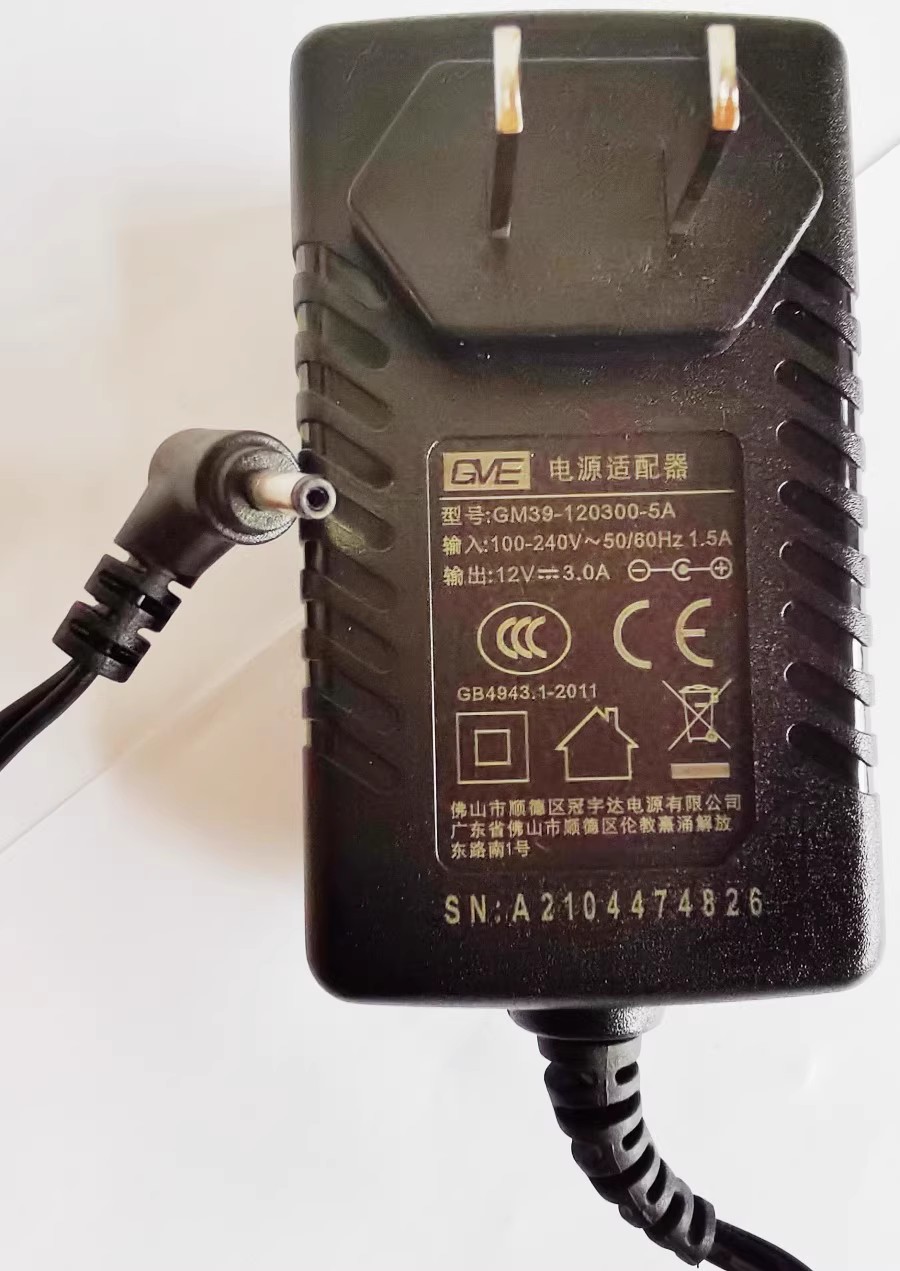 *Brand NEW*GVE 12V 3A 36W AC ADAPTER GM39-120300-5A Power Supply - Click Image to Close