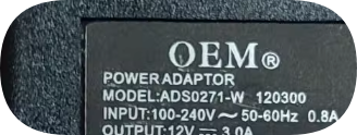 *Brand NEW*Original OEM ADS0271-W 120300 12V 3A AC ADAPTER Power Supply