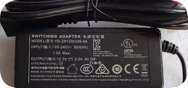 *Brand NEW*Original YD-ZN1200500-6A 12V 5A 60.0W AC ADAPTER Power Supply