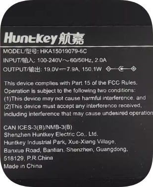 *Brand NEW*Huntkey 19V 7.9A 150W AC Adapter HKA15019079-6C Power Supply