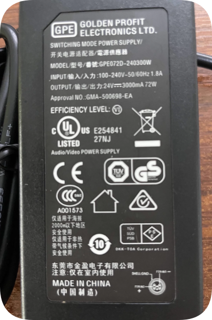 *Brand NEW*24V3000mA 72W Charger 24V3A 6-pin 6-core GPE072D-240300W Power Adapter