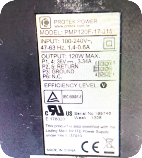 *Brand NEW*PROTER water quality tester PMP120F-17-J15 power adapter 36V3.34A 6-pin 6-hol