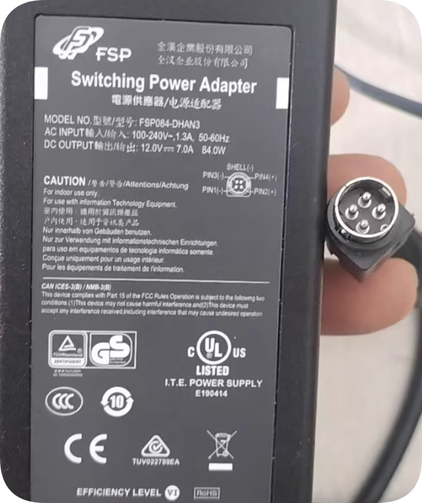 *Brand NEW*FSP 12V 7A four-pin 4-hole gas station cash register charger FSP084-DHAN3 pow