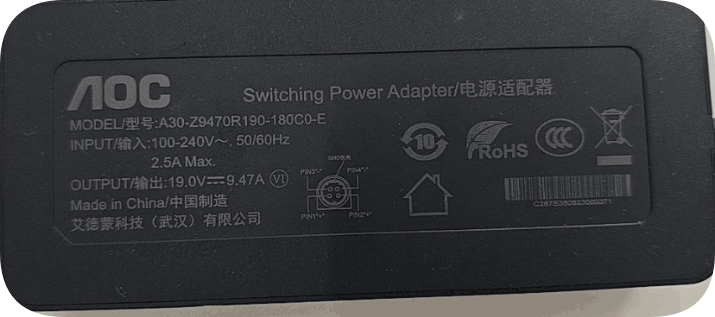 *Brand NEW*AOC all-in-one 19.0V9.47A four-pin 4-hole 19V180W A30-Z9470R190-180CO-E charg