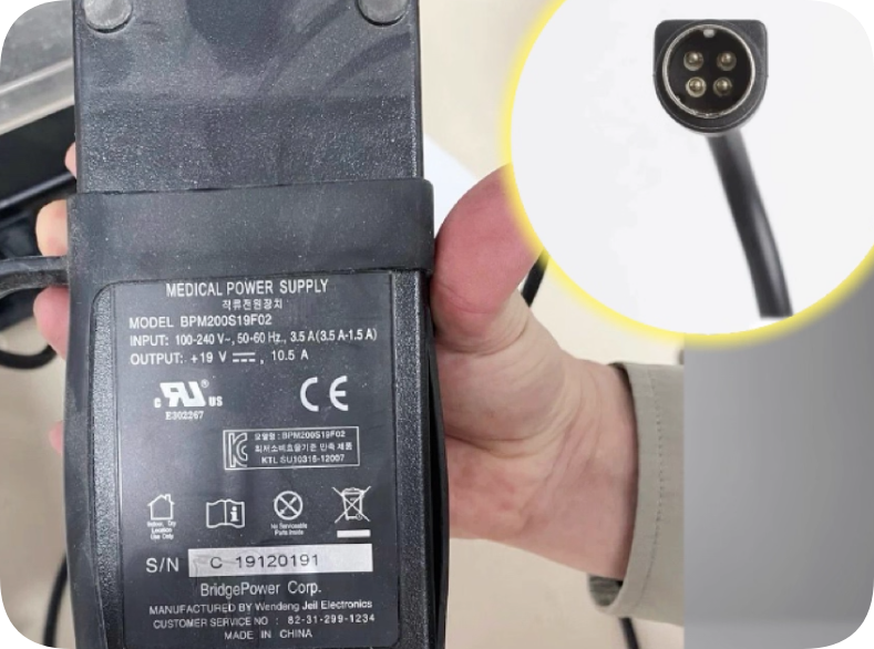 *Brand NEW*19V10.5A four-pin charger cable Samsung B-ultrasound machine transformer cabl