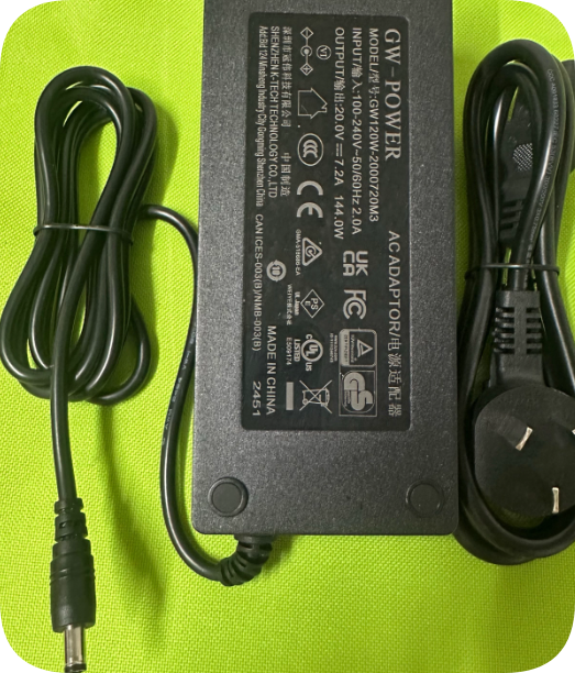 *Brand NEW*GW-POWER 20V7.2A144W Interface 5.5*2.5 Charger Cable GW120W-2000720M3 Guanwei