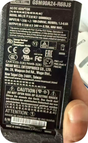 *Brand NEW*24V 3.75A 3-pin 90W Power Adapter Mean Well Power GSM90A24-R6BJS GSM90A24 3-c