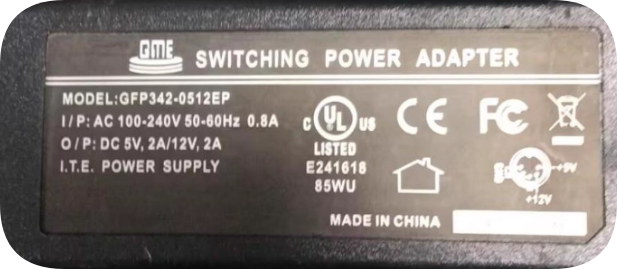 *Brand NEW*QME DC5V 2A/12V 2A Large Round Pin 5-Pin 5-Core Charger GFP342-0512EP Tran