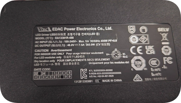*Brand NEW*EA13301R-480 (CV constant voltage type) EDAC Yisheng 48V 7.5A 360W XLR 3-hole