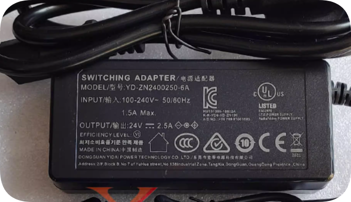 *Brand NEW*round port charging cable DC 60W transformer YD-ZN2400250-6A 24V 2.5A power a