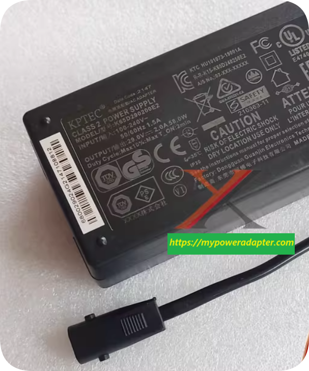 *Brand NEW* K65D290200E2 Sofa Charging Cable Transformer KPTEC Crown 29V 2A 58W Power Ad