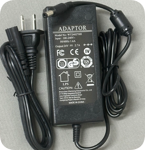 *Brand NEW*24V 2.7A WT24027001 Wintone Power Adapter Round Pin 5.5*2.1mm Charger Cable T