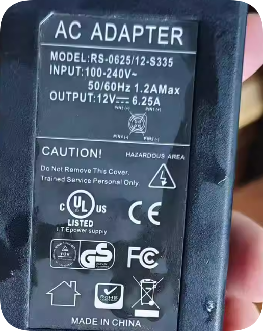 *Brand NEW*12V 6.25A RS-0625/12-S335 Power Adapter 4-pin 4-hole 4-core All-in-One Compu