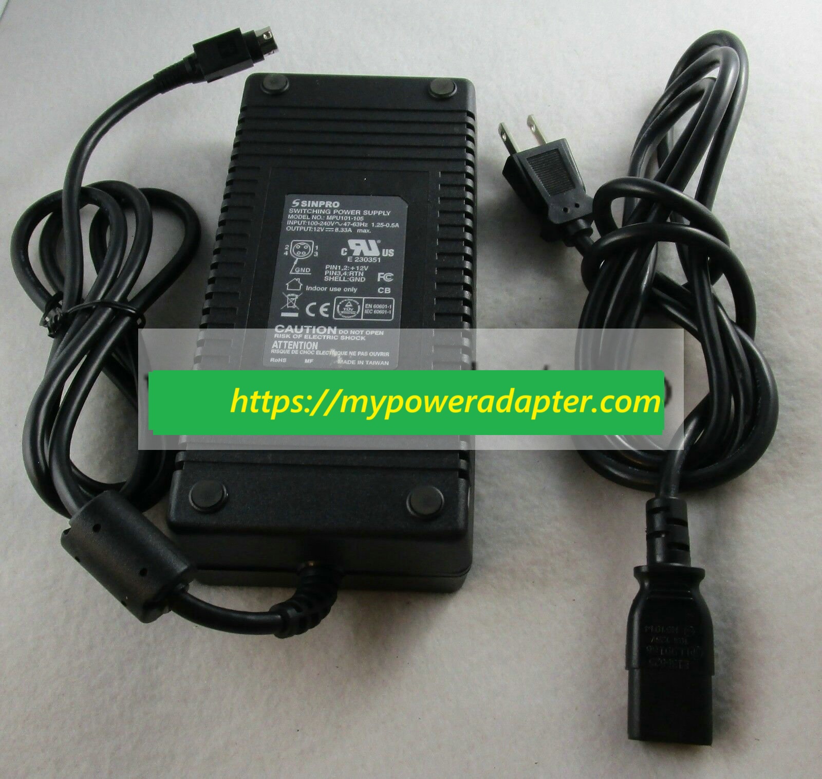 *Brand NEW*Sinpro 12V 8.33A 100W MPU101-105 4PIN Medical Power AC Adapter
