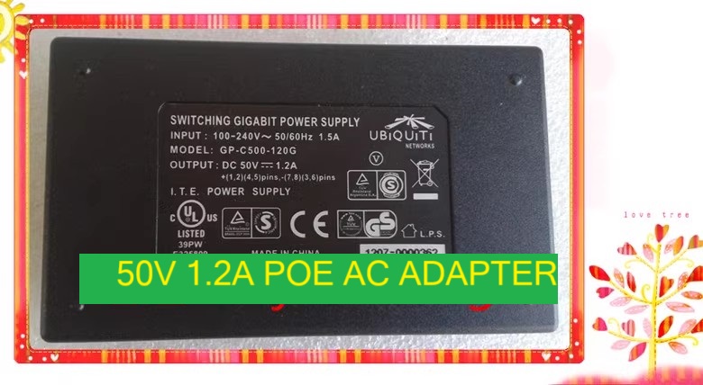 *Brand NEW*UBNT POE-50-60W G0491C-180-100 50V 1.2A POE AC ADAPTER Power Supply