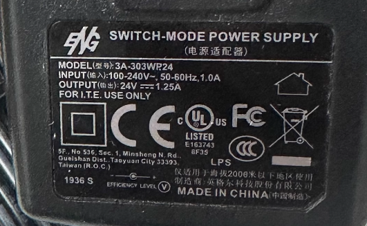 *Brand NEW*12V 1.25A AC ADAPTER ENG 3A-303WR24 POWER SUPPLY