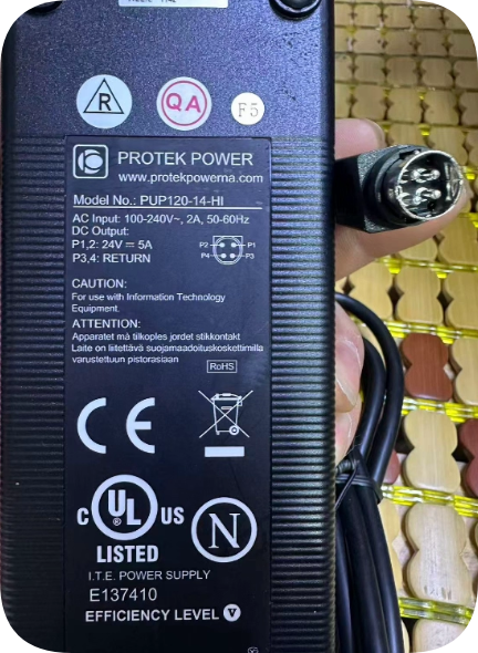 *Brand NEW*output 24V 5A PROTEK POWER model PUP120-14-HI round port four-pin charger tra