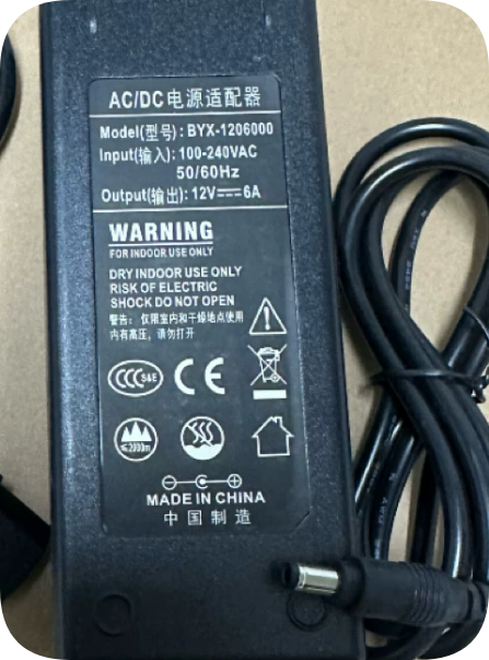 *Brand NEW*12V 6A 72W AC/DC Adapter BYX-1206000 Power Supply Charger Transformer DC Barr