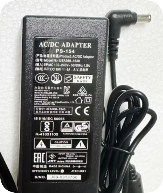 Replacement 15V 4A Power Supply UEA360-1540 for KAWAI Electronic Piano Round Mouth with